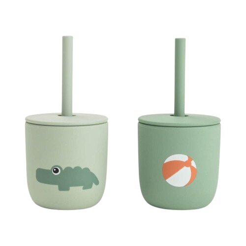 Done by Deer Set 2 cani cu pai din silicon Playground green 2 x 120 ml