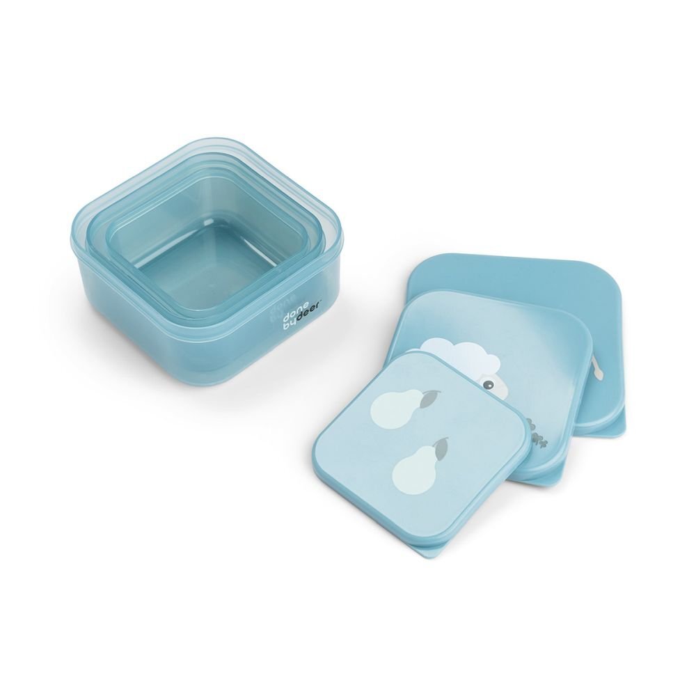 Done by Deer Set 3 caserole pentru gustari Tiny Farm blue