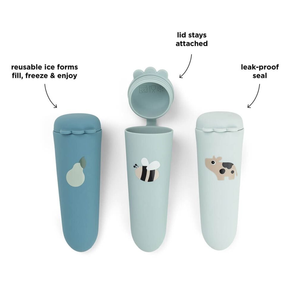 Done by Deer Set 3 forme pentru inghetata din silicon Dotti blue