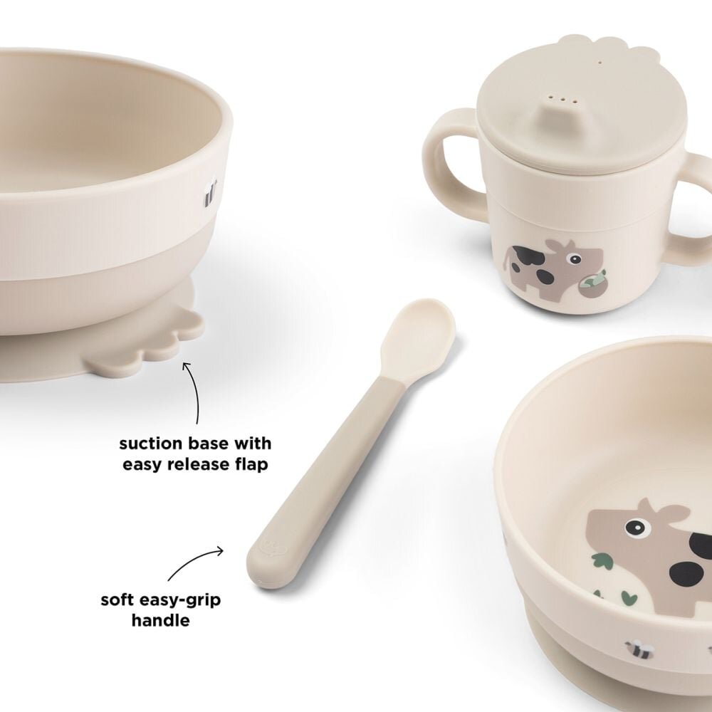 Done by Deer Set de masa cu ventuza Foodie Tiny Farm sand
