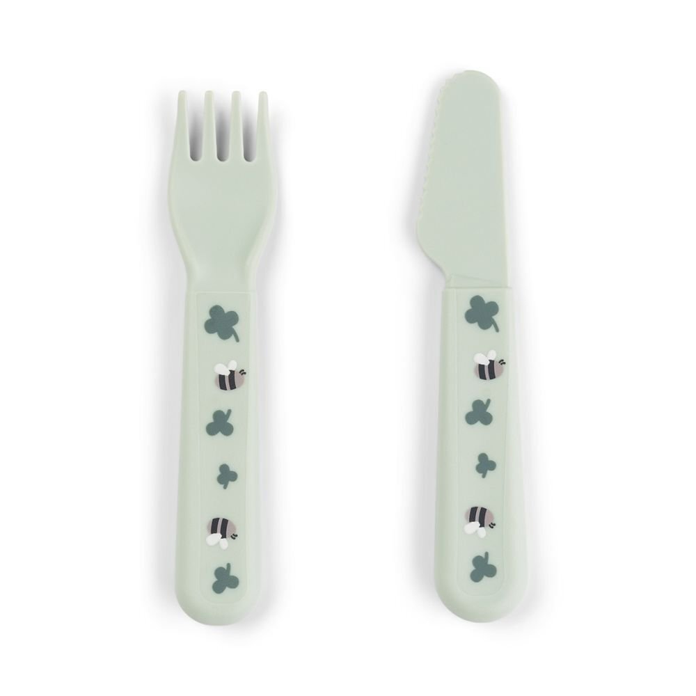 Done by Deer Set de masa din silicon cu ventuza Foodie Tiny Farm green