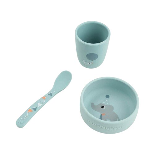 Done by Deer Set pentru prima masa Celebration blue cu ventuza