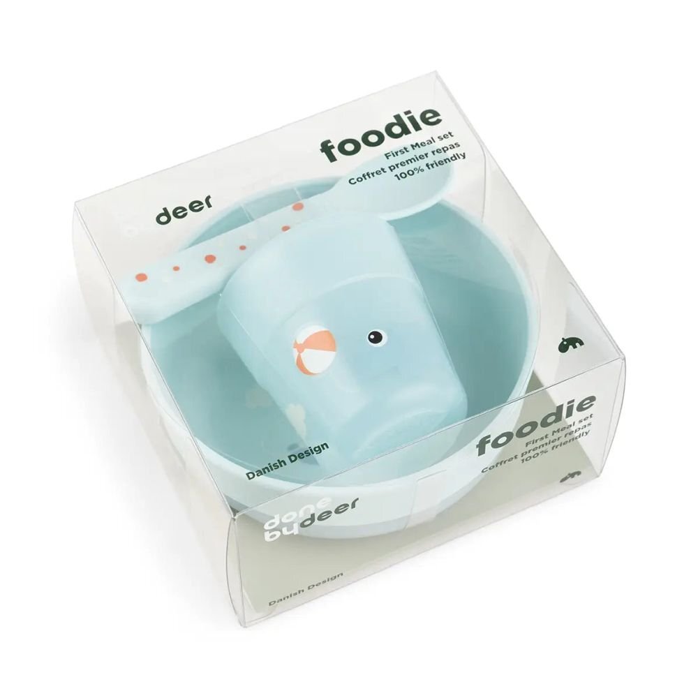 Done by Deer Set pentru primele mese Foodie Playground Blue