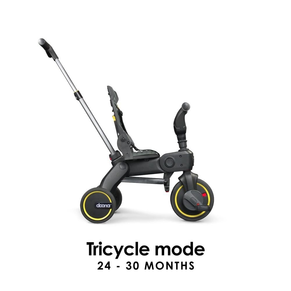 Doona Tricicleta pentru copii Liki Trike S1 Slate Green pliabila cu spatar reglabil suport pentru picioare maner cu control al directiei roti EVA si copertina