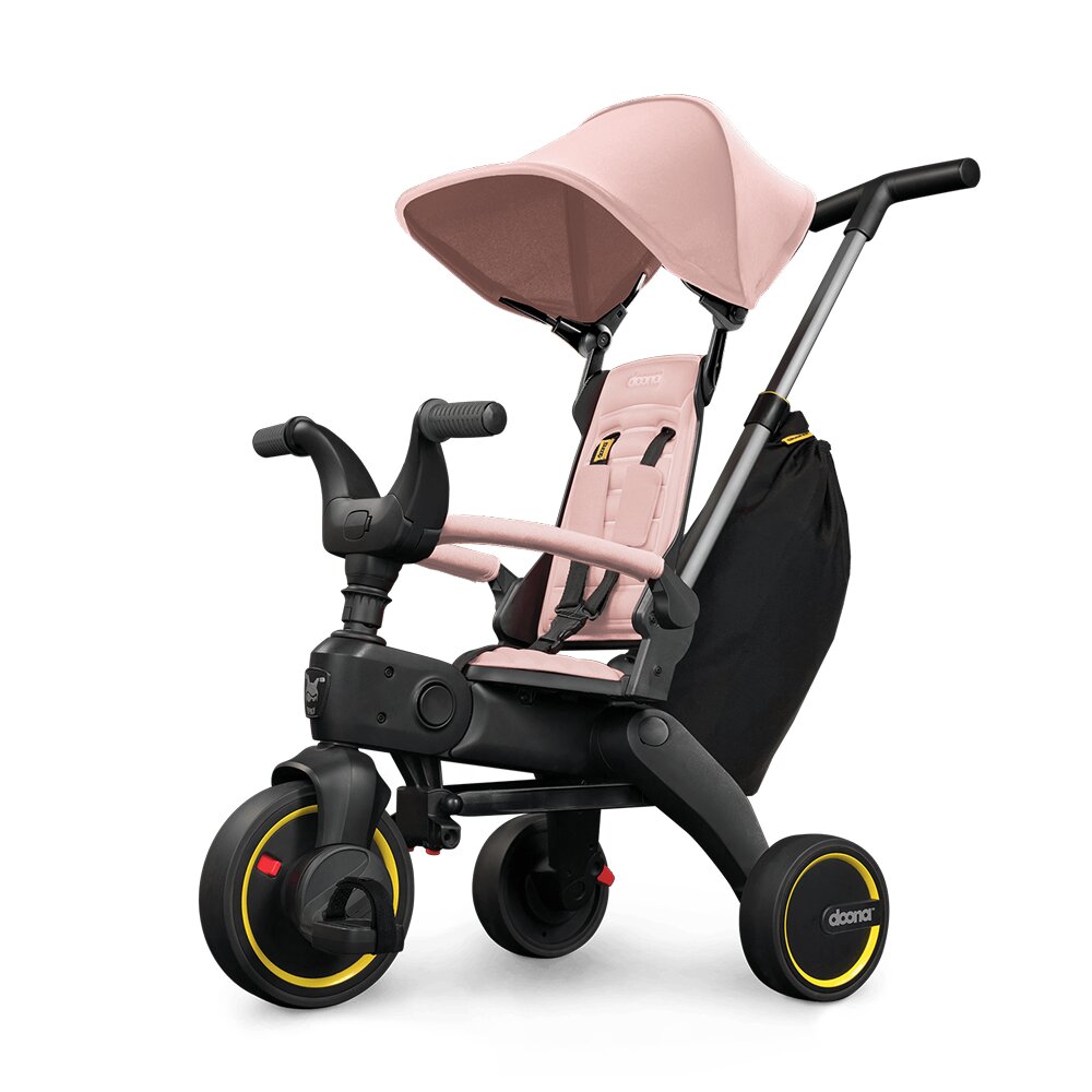 Doona Tricicleta pentru copii Liki Trike S3 Bush Pink ultrapliabila spatar reglabil in multiple pozitii ultracompacta frana cadru din aluminiu