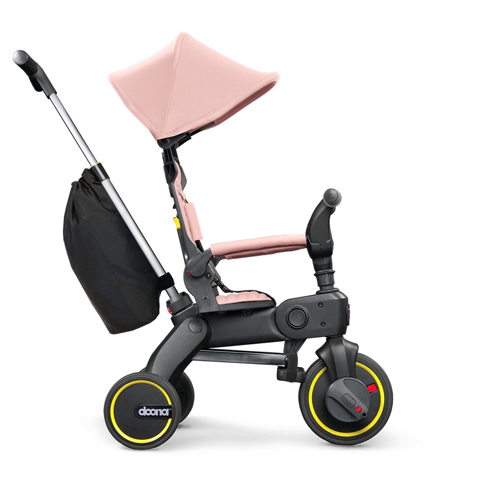 Doona Tricicleta pentru copii Liki Trike S3 Bush Pink ultrapliabila spatar reglabil in multiple pozitii ultracompacta frana cadru din aluminiu