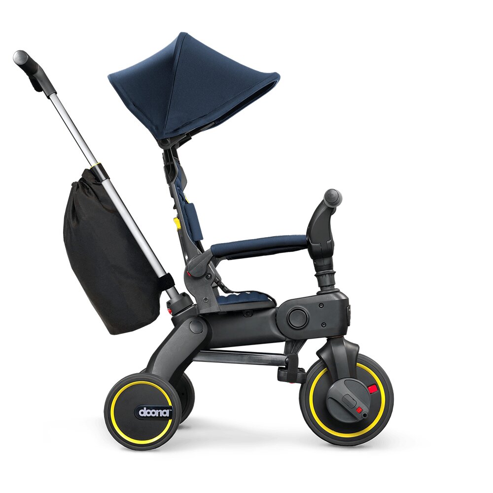 Doona Tricicleta pentru copii Liki Trike S3 Deep Blue ultrapliabila spatar reglabil in multiple pozitii ultracompacta frana cadru din aluminiu