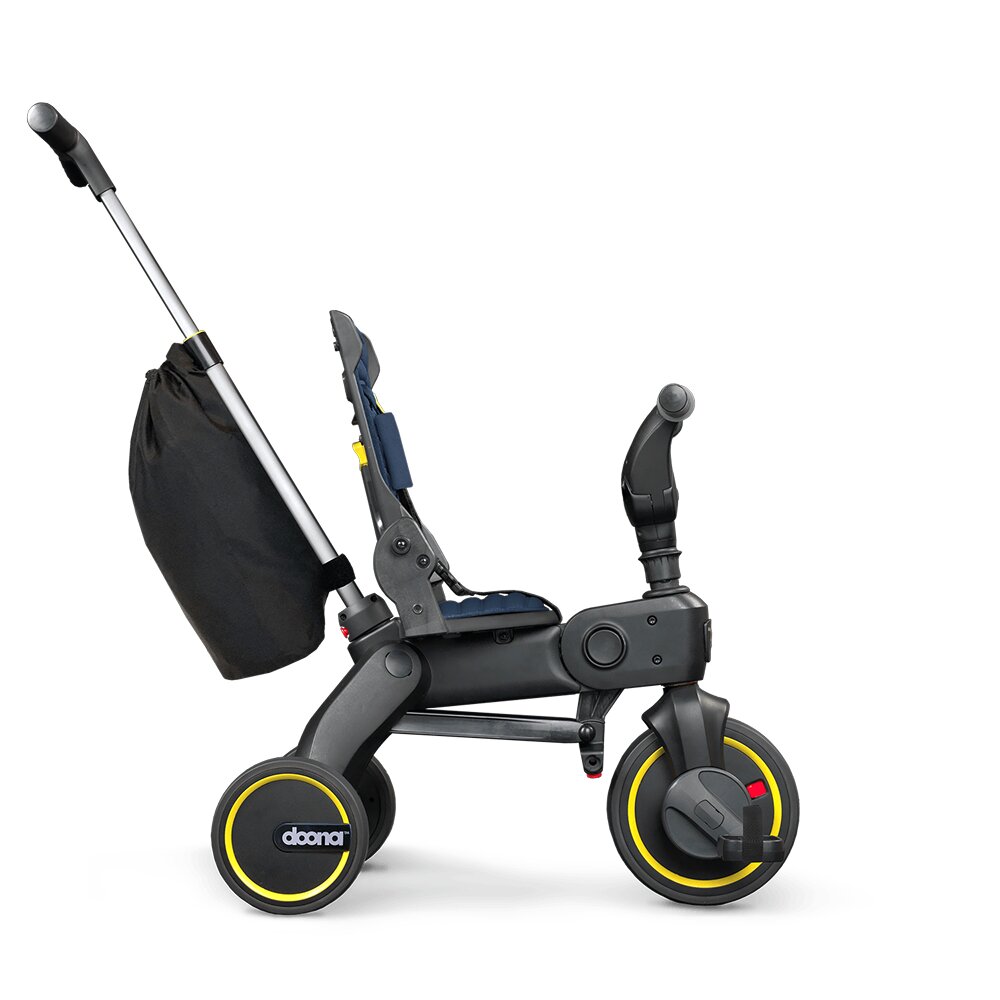 Doona Tricicleta pentru copii Liki Trike S3 Deep Blue ultrapliabila spatar reglabil in multiple pozitii ultracompacta frana cadru din aluminiu