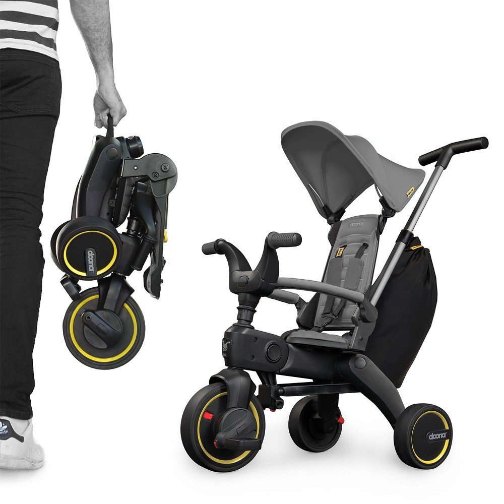 Doona Tricicleta pentru copii Liki Trike S3 Grey Hound ultrapliabila spatar reglabil in multiple pozitii ultracompacta frana cadru din aluminiu