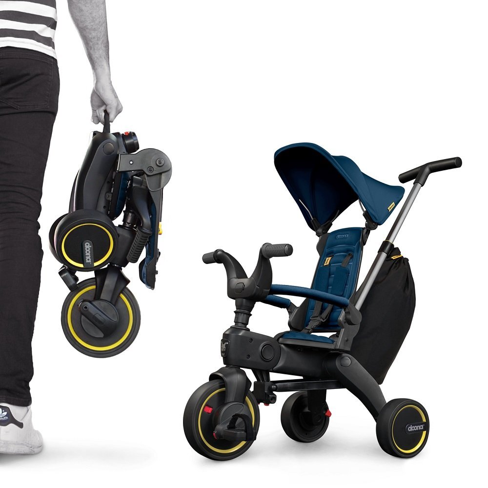 Doona Tricicleta pentru copii Liki Trike S3 Royal Blue ultrapliabila spatar reglabil in multiple pozitii ultracompacta frana cadru din aluminiu