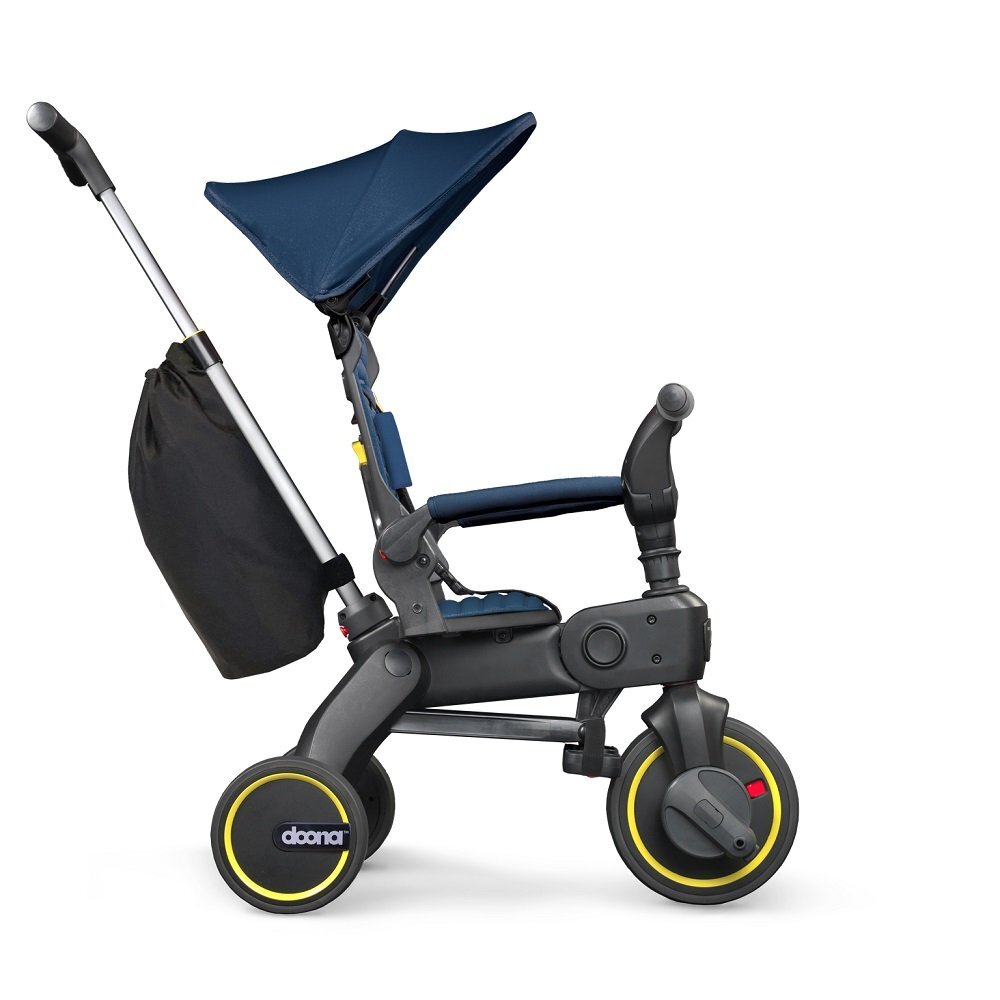 Doona Tricicleta pentru copii Liki Trike S3 Royal Blue ultrapliabila spatar reglabil in multiple pozitii ultracompacta frana cadru din aluminiu