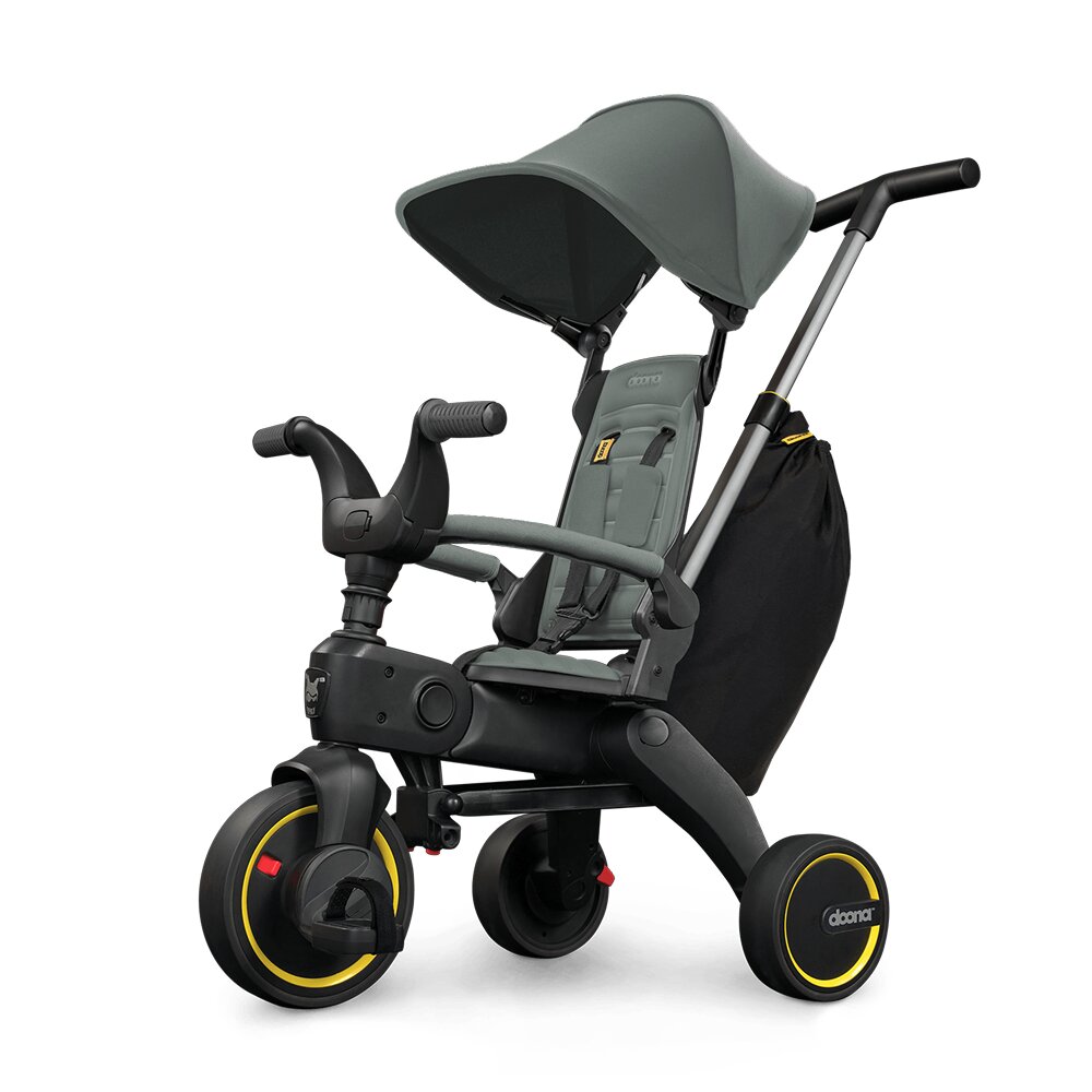 Doona Tricicleta pentru copii Liki Trike S3 Slate Green ultrapliabila spatar reglabil in multiple pozitii ultracompacta frana cadru din aluminiu
