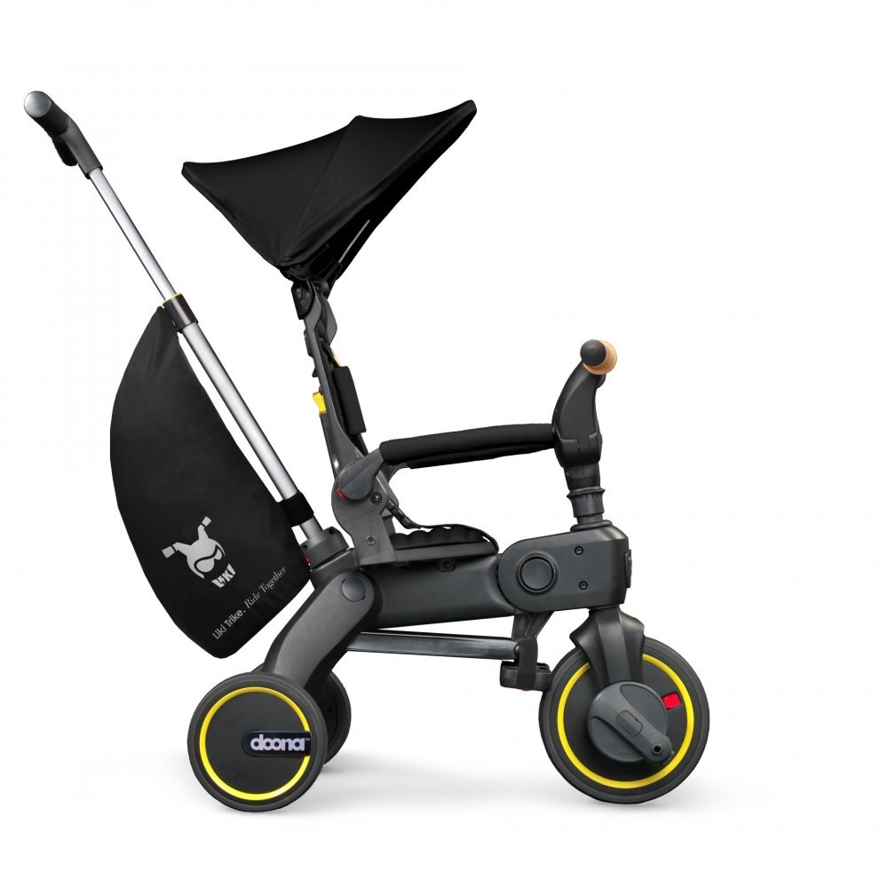 Doona Tricicleta pentru copii Liki Trike S5 Nitro Black de la 10 luni ultrapliabila spatar reglabil multiple pozitii roti de calitate superioara geanta transport