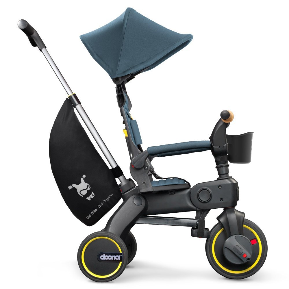 Doona Tricicleta pentru copii Liki Trike S5 Ocean Blue de la 10 luni ultrapliabila spatar reglabil multiple pozitii roti de calitate superioara geanta transport