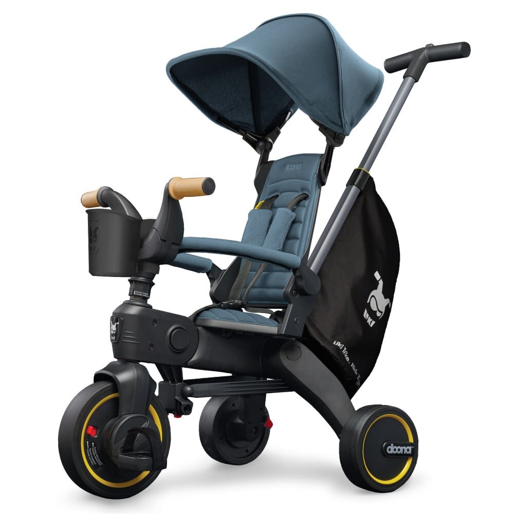 Doona Tricicleta pentru copii Liki Trike S5 Ocean Blue de la 10 luni ultrapliabila spatar reglabil multiple pozitii roti de calitate superioara geanta transport
