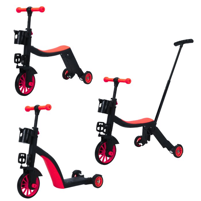Doris Trotineta multifunctionala 8in1 Rosu tranformabila in tricicletabicicleta echilibrutrotinetaghidon cu inaltime reglabilausor de transformatse adapteaza nevoile in crestere ale copiluluiSarcina admisa 50 kg