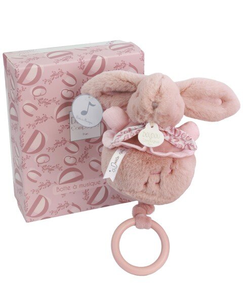 Doudou et Compagnie Iepuras muzical Doudou Roz 20 cm pentru patut sau carucior