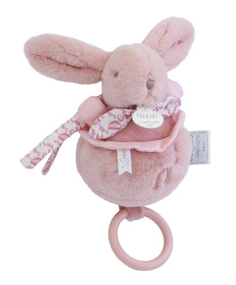 Doudou et Compagnie Iepuras muzical Doudou Roz 20 cm pentru patut sau carucior