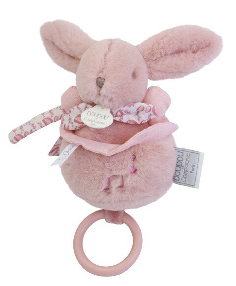 Doudou et Compagnie Iepuras muzical Doudou Roz 20 cm pentru patut sau carucior
