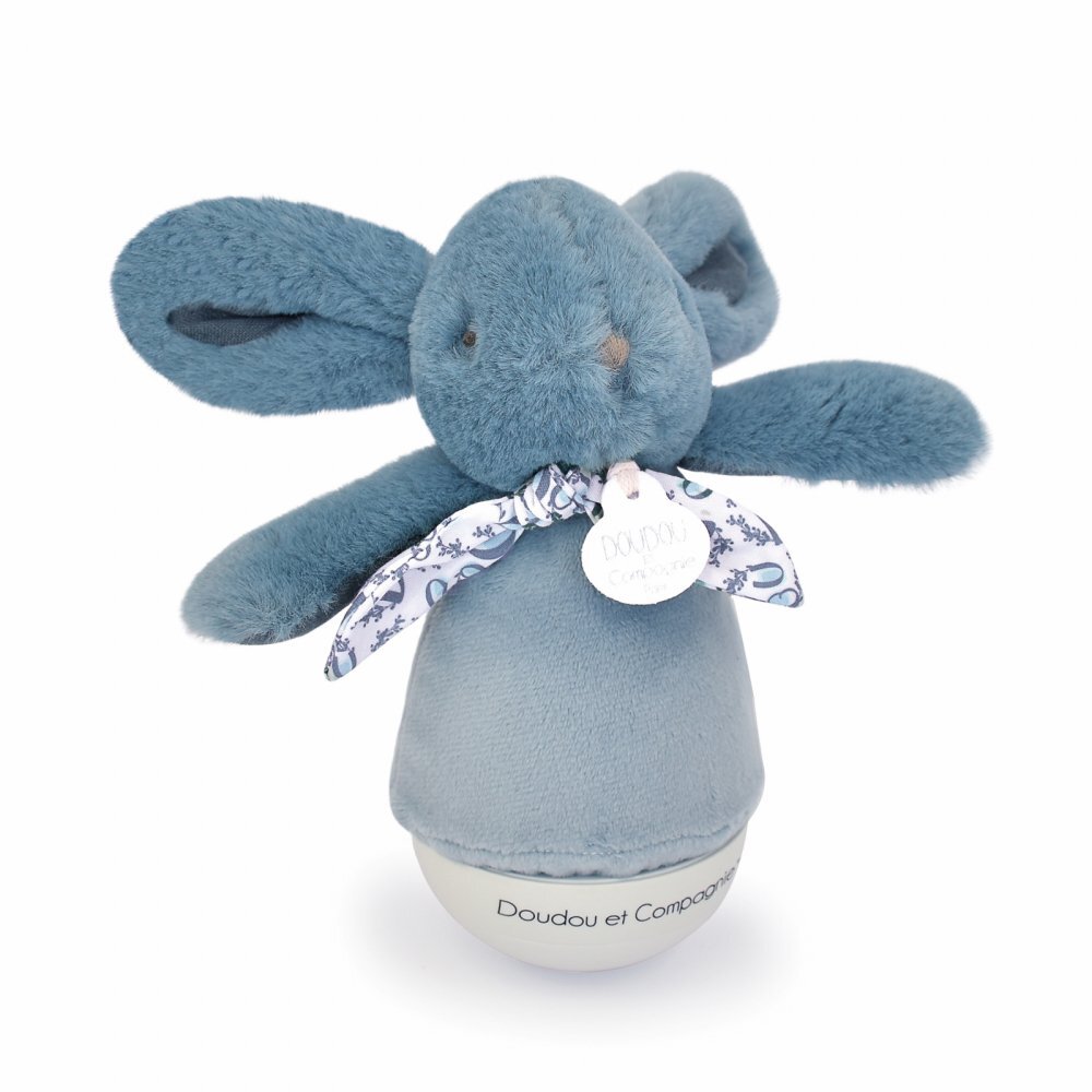 Doudou et Compagnie Veioza muzicala iepuras pufos 16 cm albastru