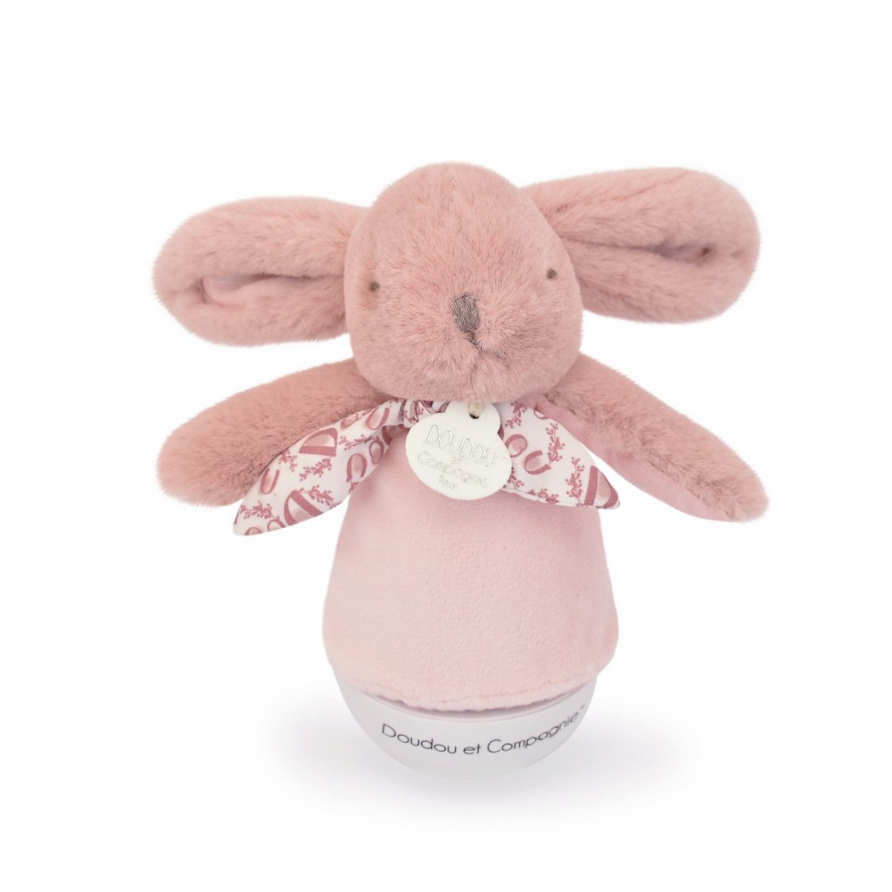 Doudou et Compagnie Veioza muzicala iepuras pufos 16 cm roz