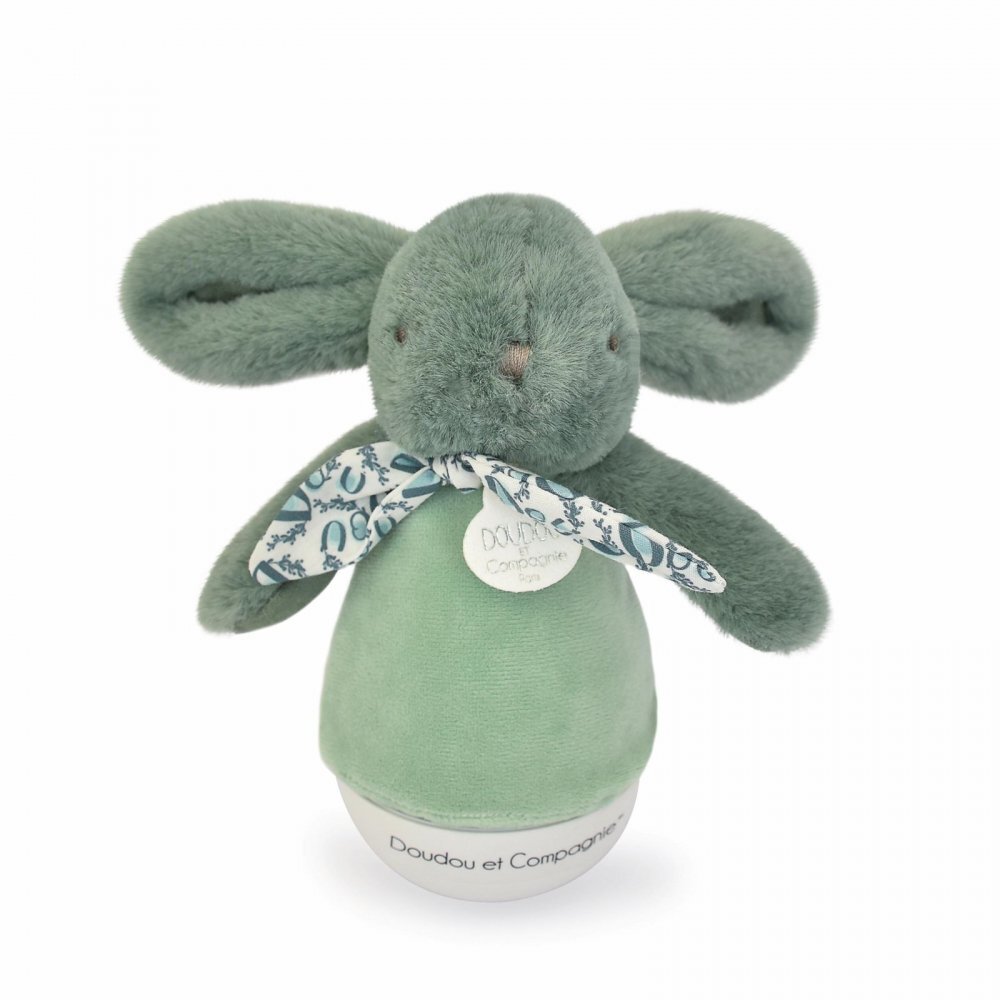Doudou et Compagnie Veioza muzicala iepuras pufos 16 cm verde