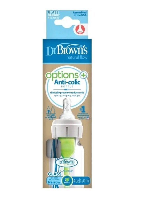 Dr.Brown Biberon Natural Flow 120ml cu sistem ventilatie anticolicitetina speciala pentru prematuri Materiale fara BPA Compatibil masina de vase si sterilizator