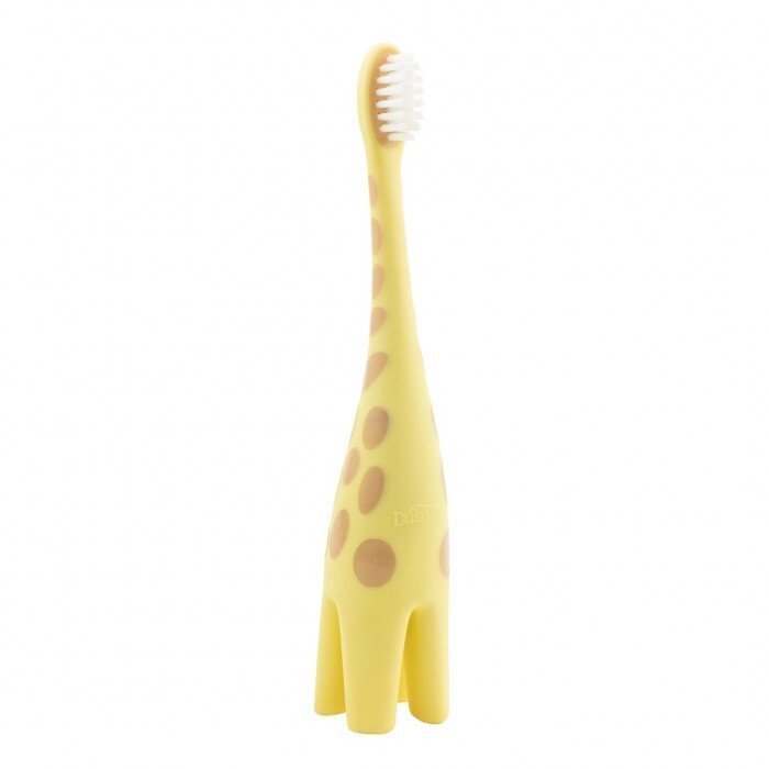 Dr.Brown Periuta de dinti pentru bebelusi si copii 0-3 ani cu peri moi si maner ergonomic Giraffe
