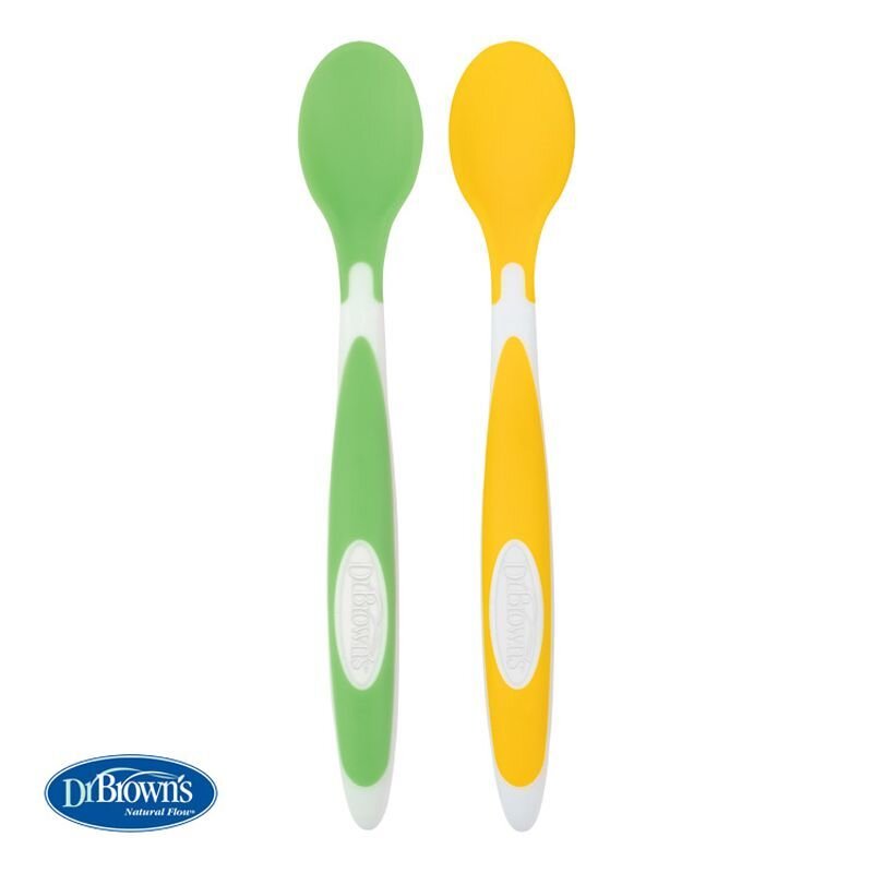 Dr.Brown Set 2 lingurite Soft Tip cu varf moale Fara BPA Sigure pentru gingiile bebelusilor Potrivit pentru sterilizare si curatare
