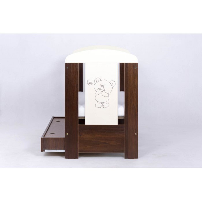 Drewex Patut pentru copii Bear cu sertar Wenge + Saltea Cocos 12 cm