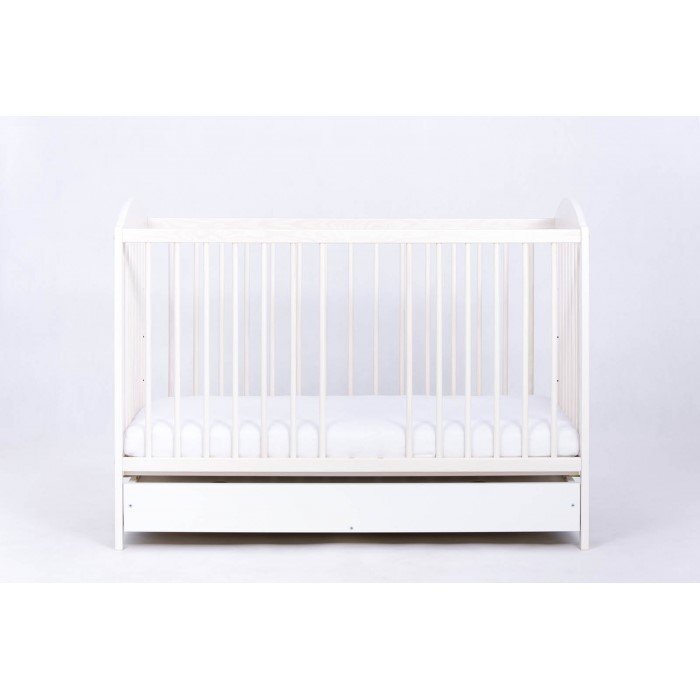Drewex Patut pentru copii Lulaya cu sertar Alb + Saltea Cocos 10 Cm