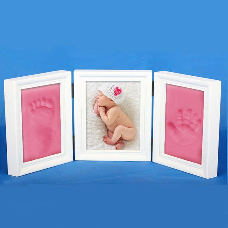 drool Kit rama foto tripla mobila cu 2 amprente mulaj natur culoare albastru