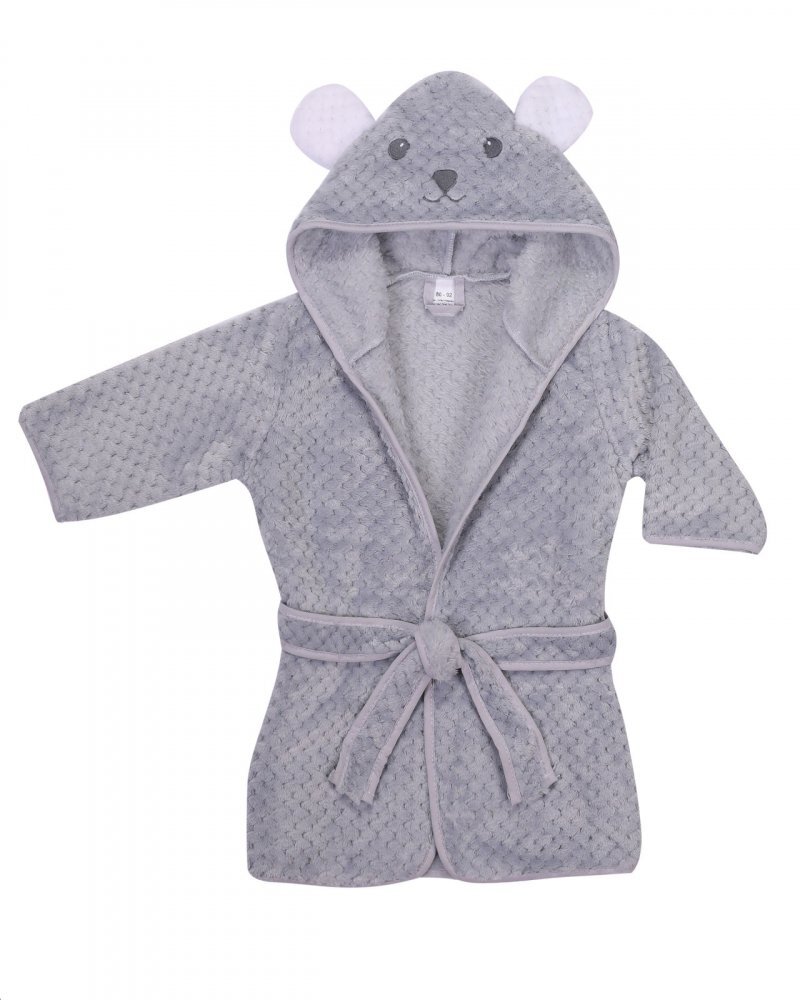 DUETBABY Halat de baie Ursulet pufos cu gluga si urechi 104-116 cm Grey