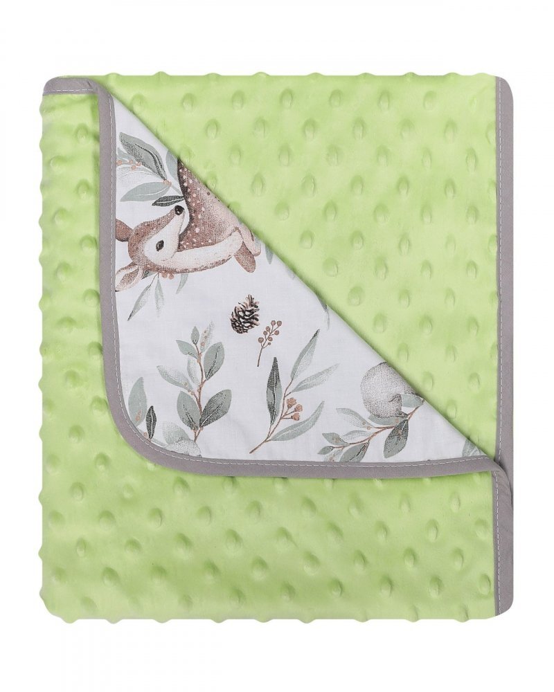 DUETBABY Paturica cu doua fete Minky si bumbac 80x90 cm Green Forrest
