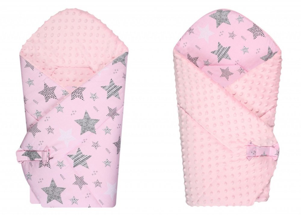 DUETBABY Paturica de infasat multifunctionala 80x80 cm Pink Stars