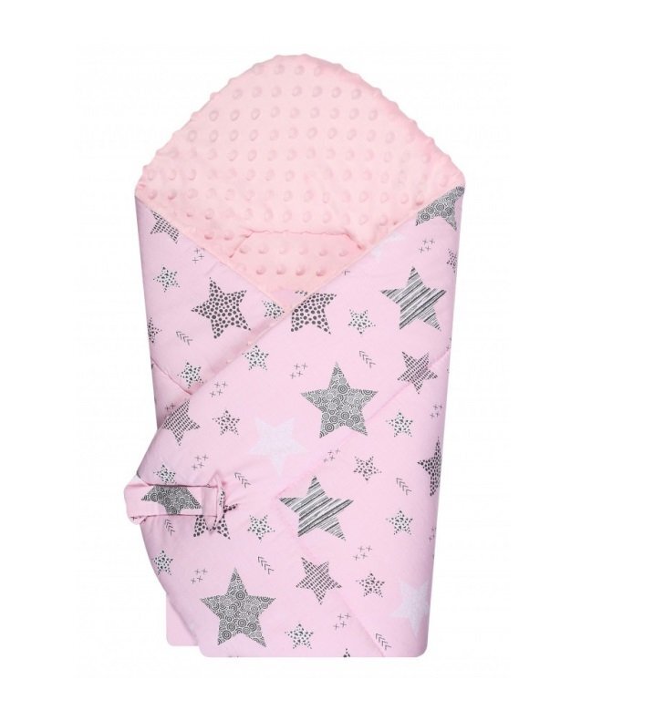 DUETBABY Paturica de infasat multifunctionala 80x80 cm Pink Stars