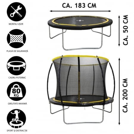 Dunlop Trambulina cu plasa de siguranta 183x50 cm