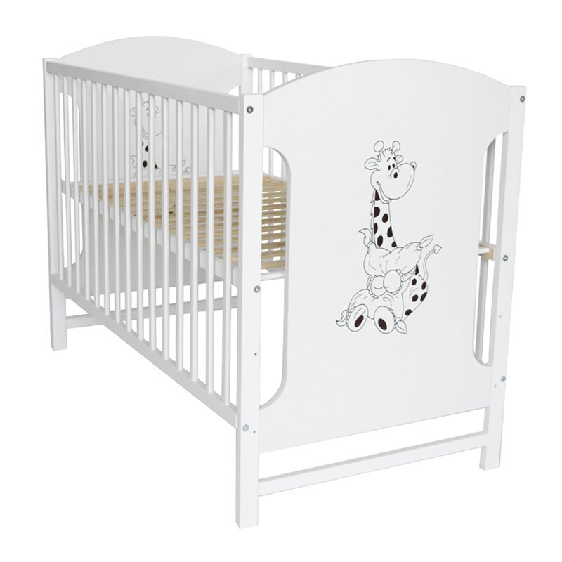 E-Kids Patut din lemn pentru copii Paula 120x60 cm cu saltea cocos 10 cm