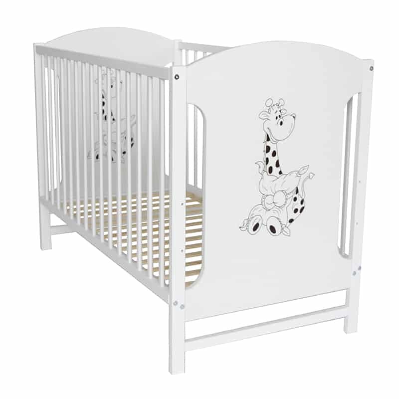 E-Kids Patut din lemn pentru copii Paula 120x60 cm cu saltea cocos 10 cm
