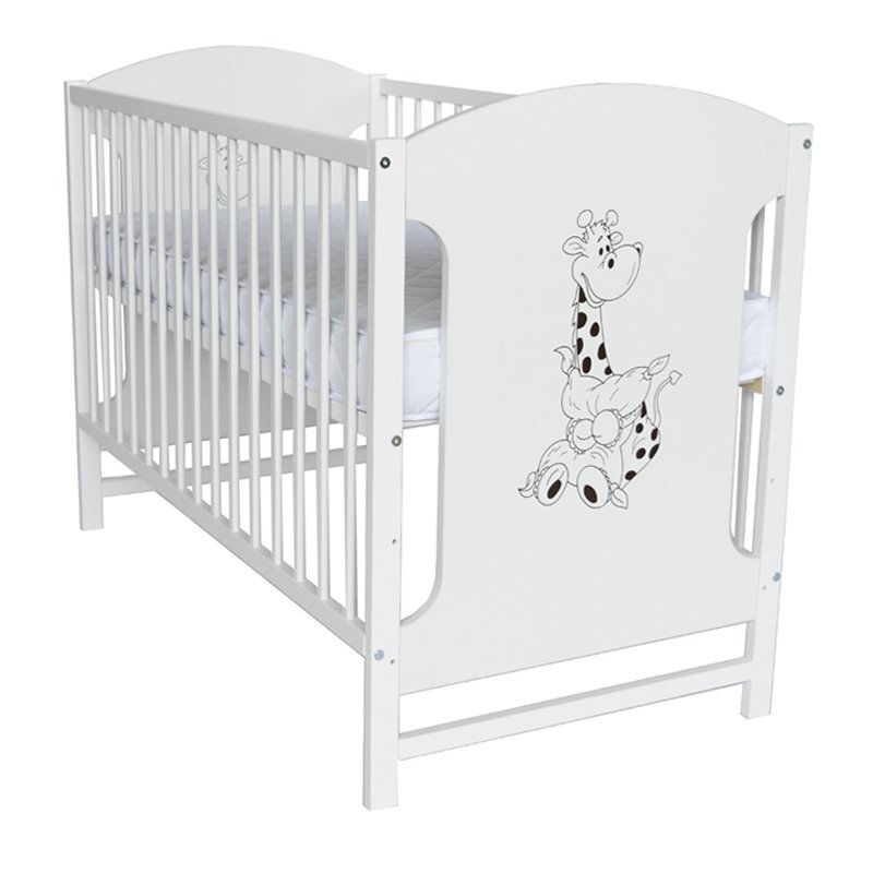 E-Kids Patut din lemn pentru copii Paula 120x60 cm cu saltea cocos 10 cm