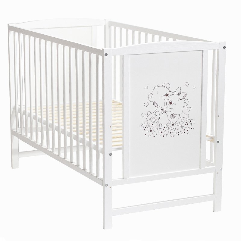 E-Kids Patut pentru bebelusi din lemn masiv 120x60 cm Bears