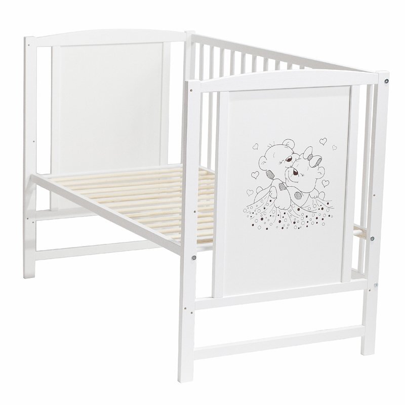 E-Kids Patut pentru bebelusi din lemn masiv 120x60 cm Bears