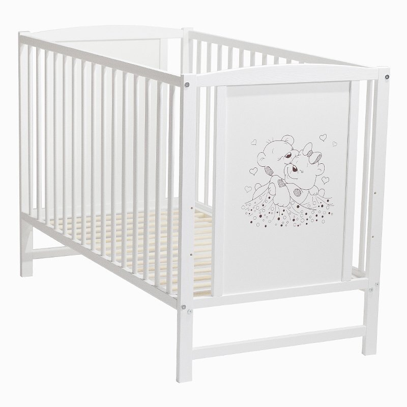 E-Kids Patut pentru copii Bears din lemn masiv cu laterala culisabila + saltea Cocos 10 cm