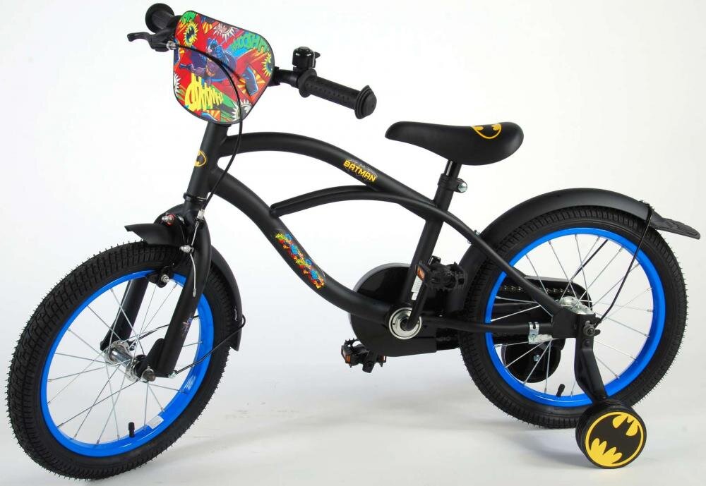 EandL Cycles Bicicleta pentru copii EL Batman 16 inch frana de mana pe ambele roti scaun si ghidon reglabil spite roti gonflabile