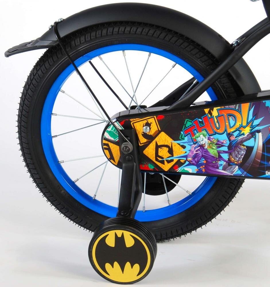 EandL Cycles Bicicleta pentru copii EL Batman 16 inch frana de mana pe ambele roti scaun si ghidon reglabil spite roti gonflabile