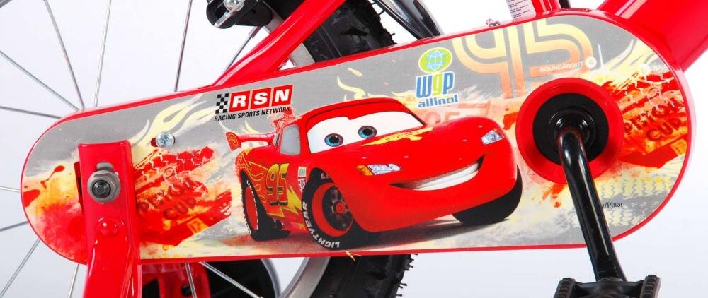EandL Cycles Bicicleta pentru copii EL Disney Cars 14 inch frana de mana pe ambele roti scaun si ghidon reglabil sticla de apa spite roti gonflabile
