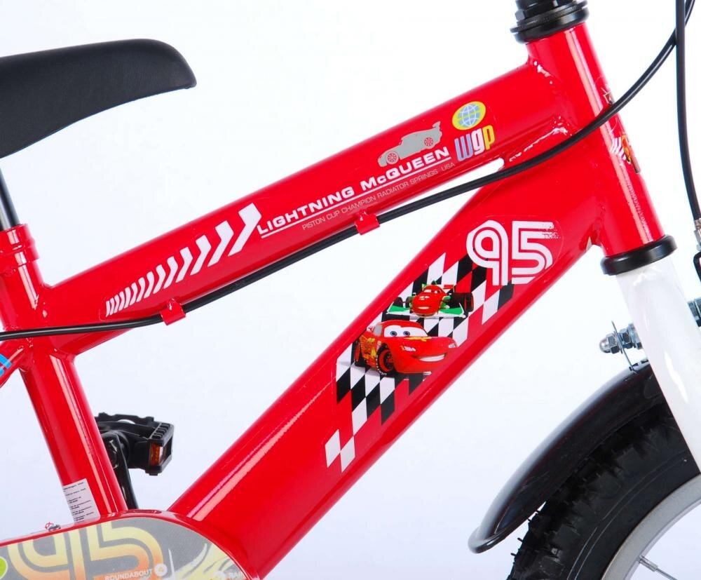 EandL Cycles Bicicleta pentru copii EL Disney Cars 14 inch frana de mana pe ambele roti scaun si ghidon reglabil sticla de apa spite roti gonflabile