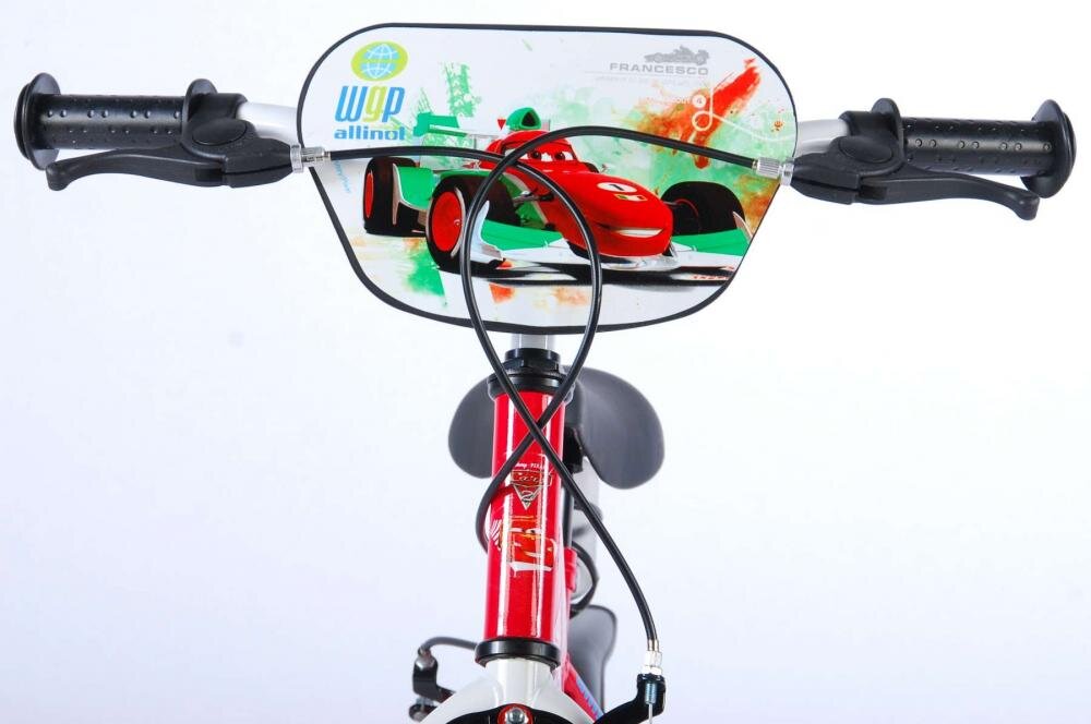 EandL Cycles Bicicleta pentru copii EL Disney Cars 14 inch frana de mana pe ambele roti scaun si ghidon reglabil sticla de apa spite roti gonflabile
