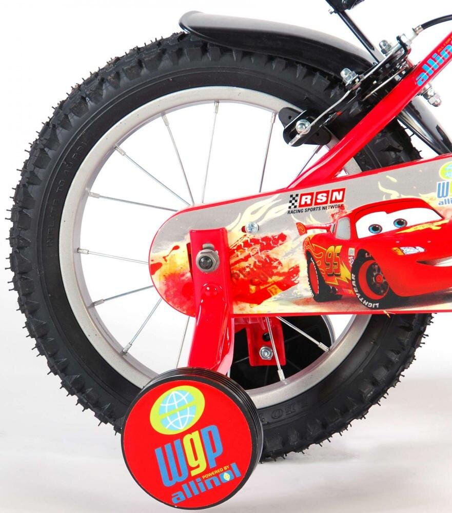 EandL Cycles Bicicleta pentru copii EL Disney Cars 14 inch frana de mana pe ambele roti scaun si ghidon reglabil sticla de apa spite roti gonflabile