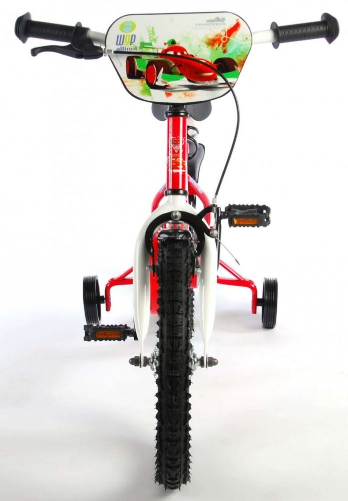 EandL Cycles Bicicleta pentru copii EL Disney Cars 16 inch frana de mana pe ambele roti scaun si ghidon reglabil sticla de apa spite roti gonflabile